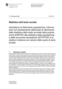 Statistica dell`aiuto sociale Grandezza di riferimento popolazione