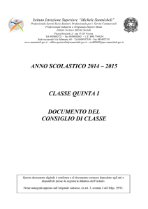 anno scolastico 2014 – 2015 classe quinta i documento del