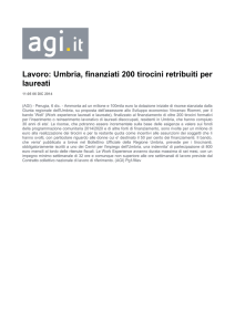 Lavoro: Umbria, finanziati 200 tirocini retribuiti per laureati