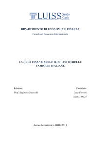 DIPARTIMENTO DI ECONOMIA E FINANZA LA CRISI FINANZIARIA