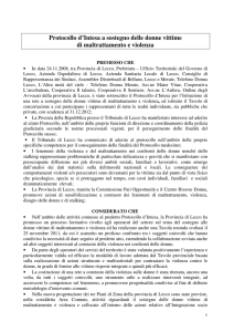 nuovo Protocollo d`Intesa a sostegno delle donne vittime di