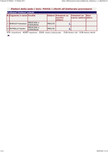 Elettori della sede ( Univ. PAVIA ) riferiti all`elettorato provvisorio