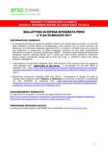 Bollettino difesa integrata pero n 9 del 26 maggio 2017