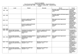 FACOLTA` DI AGRARIA Corso di Laurea in Scienze e Tecnologie