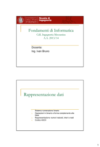 Rappresentazione Dati - Dipartimento di Ingegneria dell`Informazione