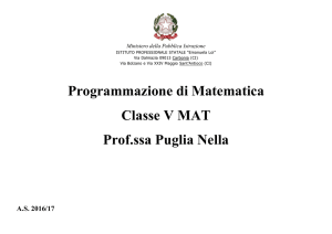Programmazione di Matematica Classe V MAT Prof.ssa Puglia Nella