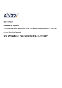 End of Waste nel Regolamento (U.E.) n. 333/2011