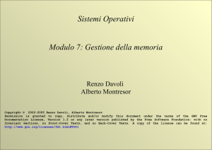 Sistemi Operativi Modulo 7: Gestione della memoria