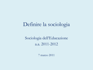 definire la sociologia - materiale per la tesina