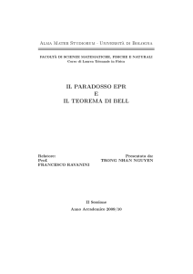 IL PARADOSSO EPR E IL TEOREMA DI BELL