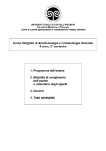 Corso Integrato di Anestesiologia e Farmacologia Generale II anno