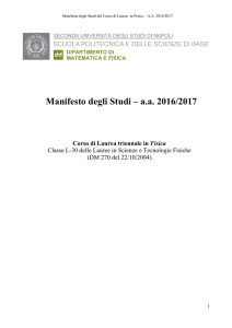 Manifesto degli Studi – aa 2016/2017 Corso di Laurea triennale in