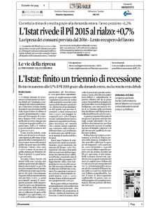 L`Istat finito un triennio di recessione Rivisto in aumento