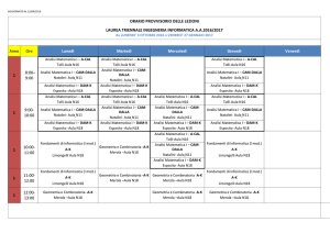 ORARIO PROVVISORIO DELLE LEZIONI LAUREA TRIENNALE
