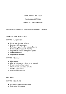 PROGRAMMA DI FISICA CLASSI 2^ LICEO CLASSICO Libro di