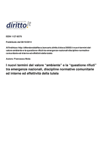 I nuovi termini del valore “ambiente” e la “questione rifiuti” tra