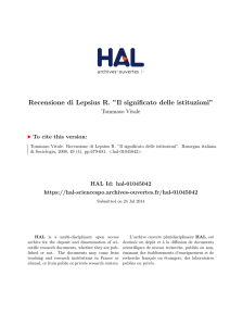 Recensione di Lepsius R. ``Il significato delle istituzioni` - Hal-SHS