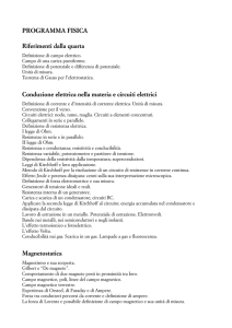 PROGRAMMA FISICA Riferimenti dalla quarta Conduzione elettrica