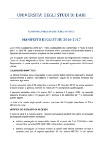 2016-17 manifesto degli Studi Fisica Magistrale