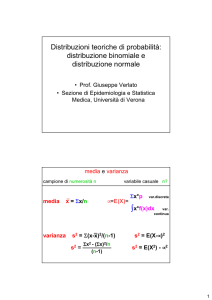 Distribuzioni teoriche di probabilità: distribuzione binomiale e