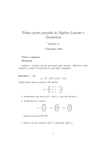 Prima prova parziale di Algebra Lineare e Geometria
