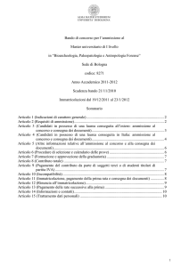 Bando di concorso per l`ammissione al Master universitario di I