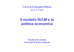 Lezione 28 Modello IS LM - dipartimento di economia e diritto