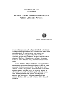 Lezione 2 - Note sulla fisica del Seicento. Galilei, Cartesio e Newton.