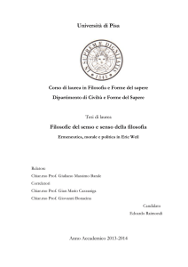 Università di Pisa Filosofie del senso e senso della filosofia