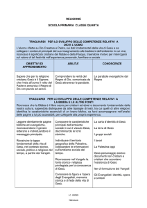 RELIGIONE SCUOLA PRIMARIA CLASSE QUARTA TRAGUARDI