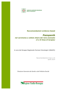 213) Raccomandazioni evidence-based: "Pazopanib