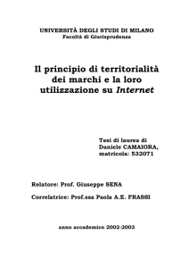 Il principio di territorialità dei marchi e la loro utilizzazione su Internet