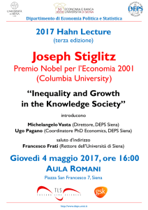 2017 Hahn Lecture Premio Nobel per l`Economia 2001 (Columbia