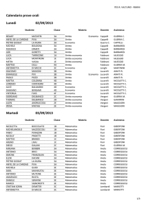 Calendario prove orali Lunedi 02/09/2013 Martedi 03/09