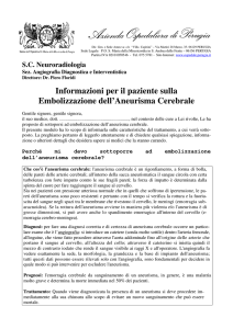 Informazioni per il paziente sulla Embolizzazione dell`Aneurisma