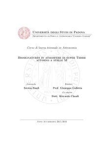 Università degli Studi di Padova Biosignatures in atmosfere di super