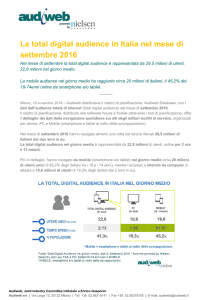 La total digital audience in Italia nel mese di settembre