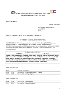 Calendario Esami integrativi - Istituto di Istruzione Superiore Einaudi