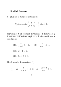 Studi di funzione 5) Studiare la funzione definita da f(x) = arcsin ( x x
