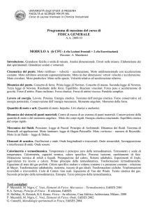 Programma di massima del corso di FISICA GENERALE