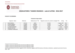 GRADUATORIE 2° BANDO ERASMUS – sede di LATINA 2016-2017