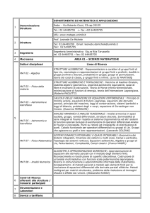 DIPARTIMENTO DI MATEMATICA E APPLICAZIONI Sede