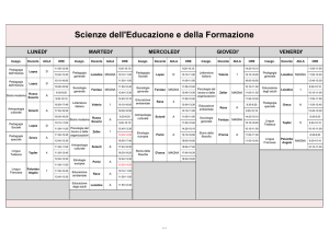 Scienze dell`Educazione e della Formazione LUNEDI` MARTEDI