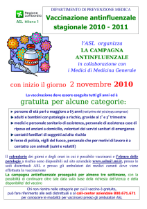 Al via dal 2 novembre 2010 la campagna antinfluenzale 2010/2011