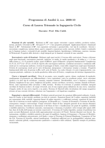 Programma di Analisi 2, a.a. 2009-10 Corso di Laurea Triennale in