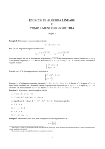 esercizi di algebra lineare e complementi di geometria