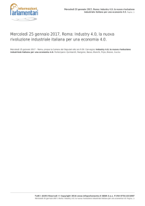 Mercoledì 25 gennaio 2017, Roma: Industry 4.0, la nuova