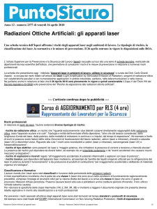 Stampa - Radiazioni Ottiche Artificiali: gli apparati laser