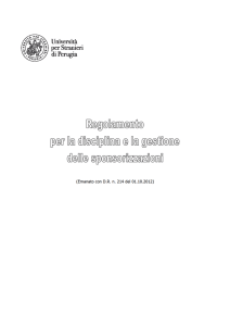 Regolamento per la disciplina e la gestione delle sponsorizzazioni