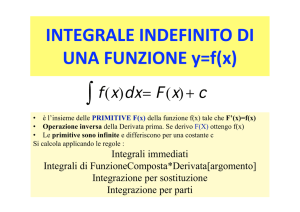 INTEGRALE INDEFINITO DI UNA FUNZIONE y=f(x)